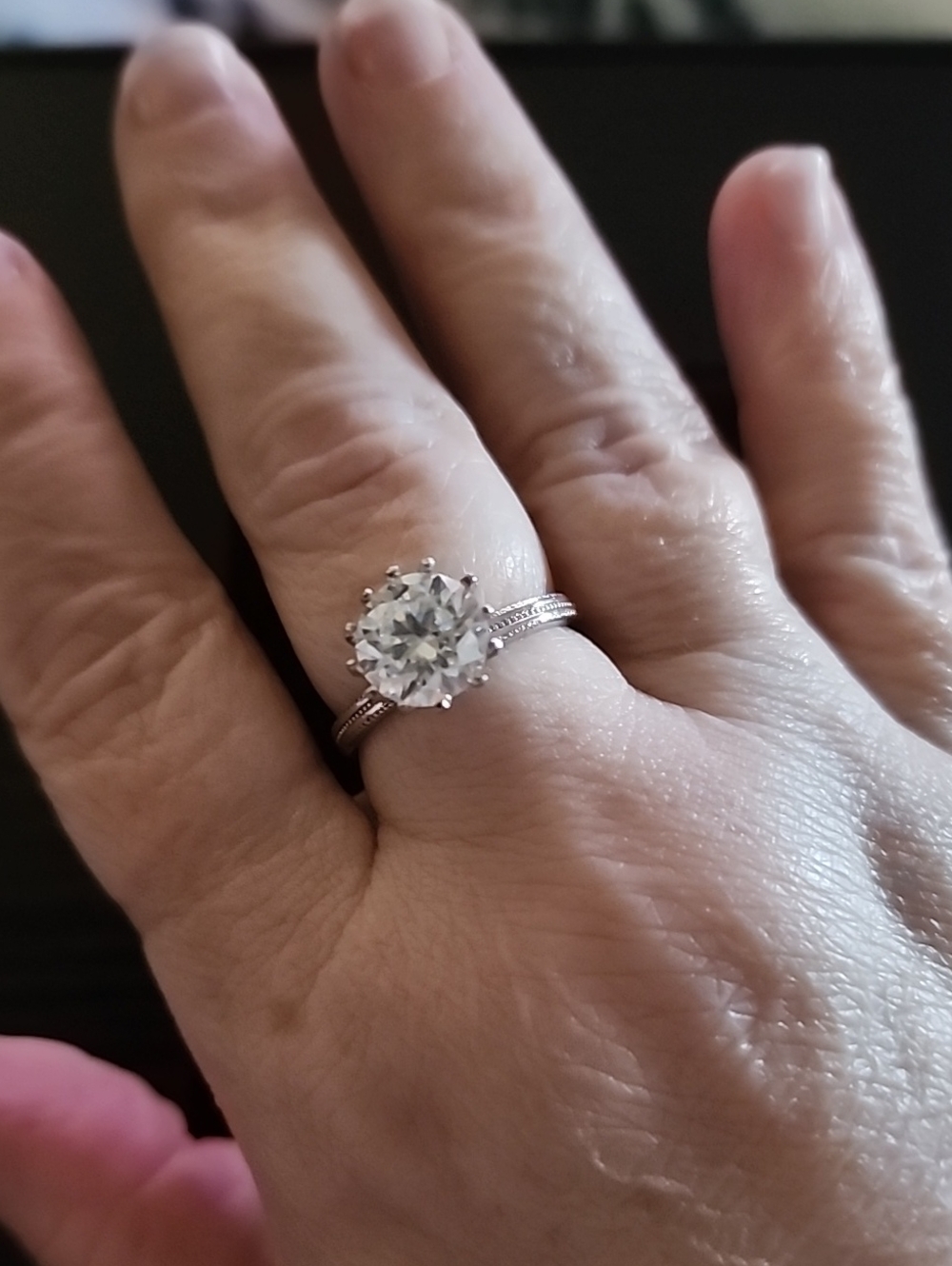 Classic 3 Carat Solitaire Round Moissanite Engagement Ring - Size 9